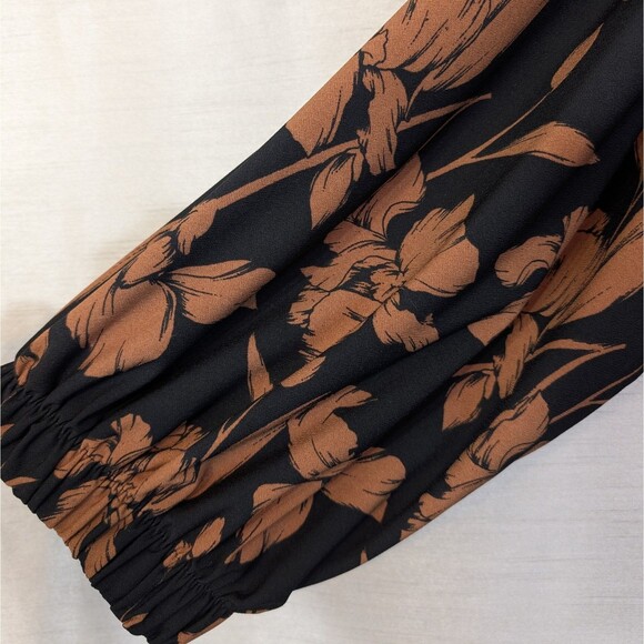 Halogen Womens Size XL Black Brown Floral Knit Top Career Whimsygoth Boho Autumn - Picture 12 of 15